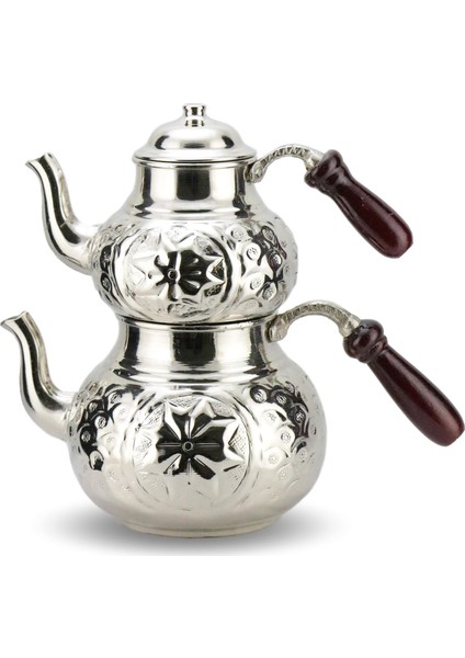 Yıldız İşlemeli Bakır Çaydanlık
