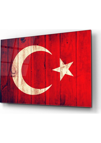 Türk Bayrağı Cam Tablo 6 50 x 70 Uv Baskı Temperli