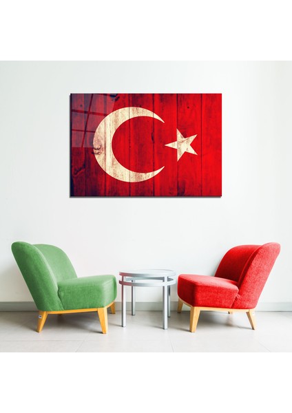 Türk Bayrağı Cam Tablo 6 50 x 70 Uv Baskı Temperli modelleri