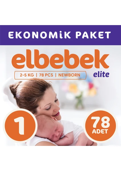 Elbebek Elite Bebek Bezi 1 Numara Yenidoğan 78 Adet