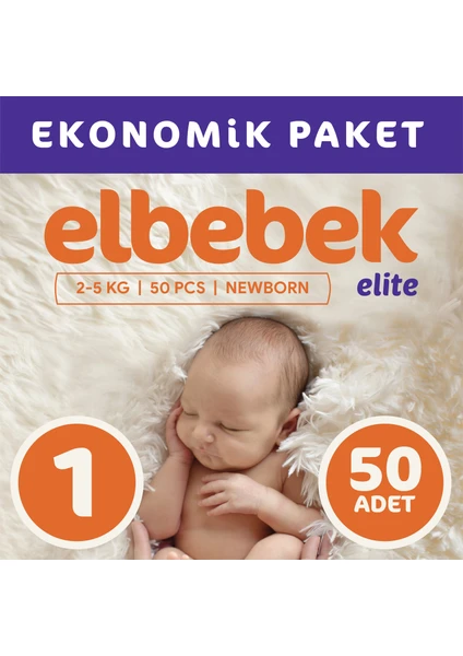 Elbebek Elite Bebek Bezi 1 Numara Yenidoğan 50 Adet