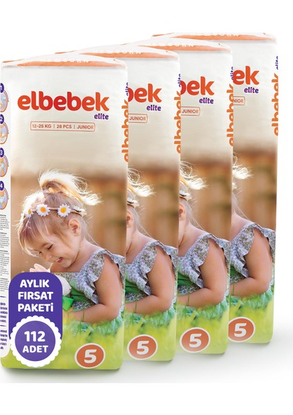 Elbebek Elite Bebek Bezi 5 Numara Junior 112 Adet