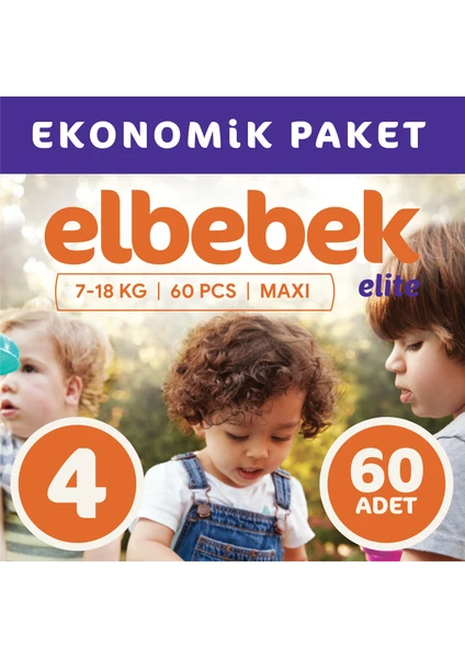 Elbebek Elite Bebek Bezi 4 Numara Maxi 60 Adet