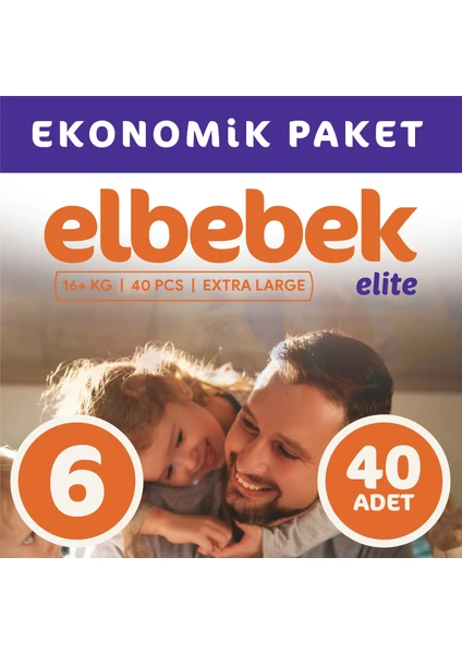 Elbebek Elite Bebek Bezi 6 Numara X Large 40 Adet