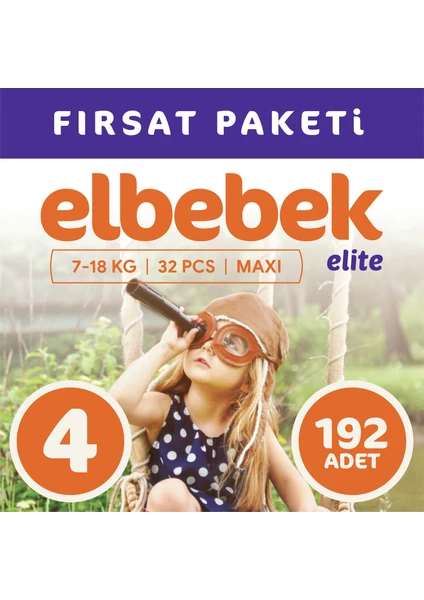 Elbebek Elite Bebek Bezi 4 Numara  Maxi  192 Adet