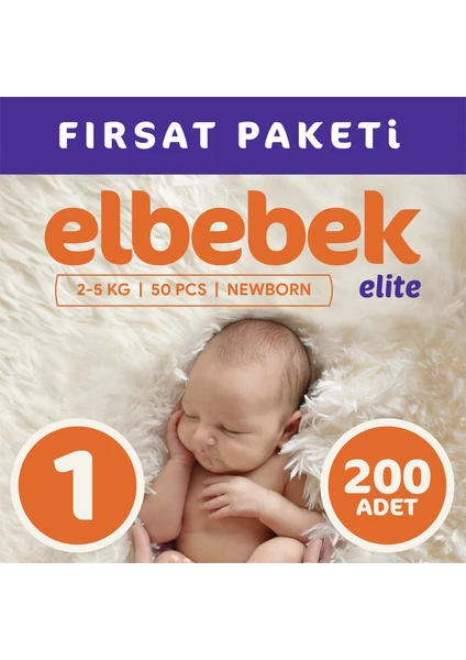 Elbebek Elite Bebek Bezi 1 Numara  Yenidoğan 200 Adet