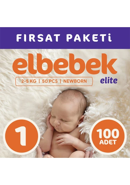 Elbebek Elite Bebek Bezi 1 Numara Yenidoğan 100 Adet