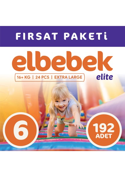 Elbebek Elite Bebek Bezi 6 Numara X Large 192 Adet