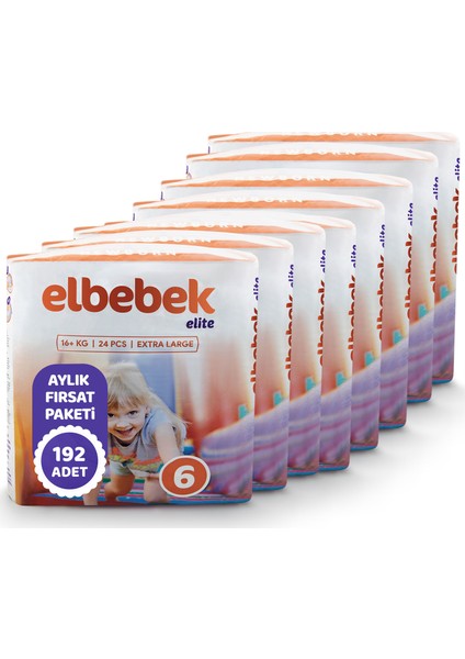 Elbebek Elite Bebek Bezi 6 Numara X Large 192 Adet