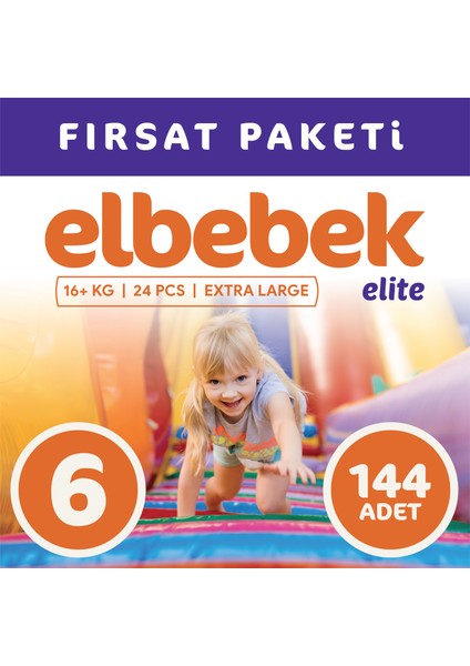 Elbebek Elite Bebek Bezi 6 Numara X Large 144 Adet