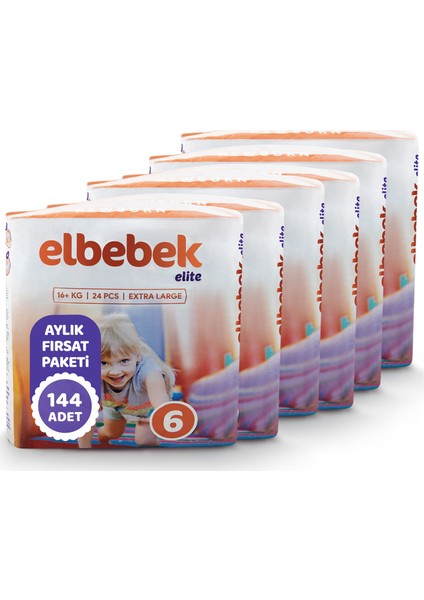 Elbebek Elite Bebek Bezi 6 Numara X Large 144 Adet