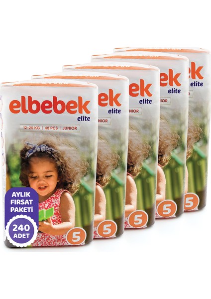 Elbebek Elite Bebek Bezi 5 Numara Junior 240 Adet