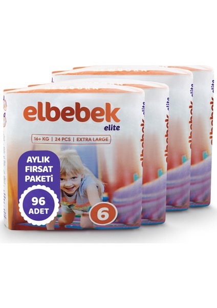 Elbebek Elite Bebek Bezi 6 Numara X Large 96 Adet