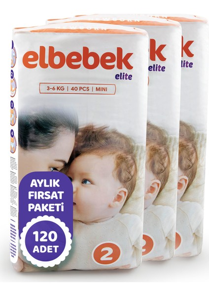 Elbebek Elite Bebek Bezi 2 Numara Mini 120 Adet