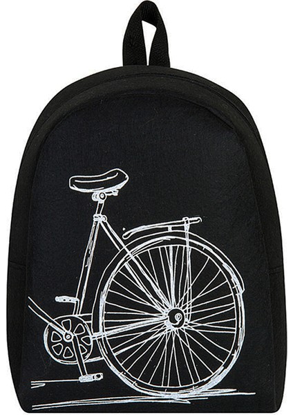 Bags Keçe Bisiklet Desenli Sırt Çantası Siyah