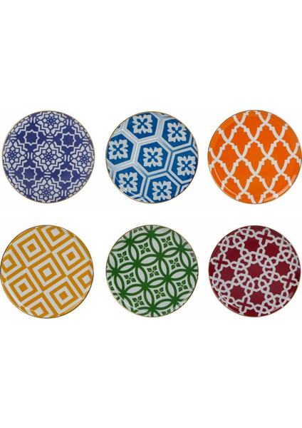 Morocco 20 cm 6 Parça Pasta Tabağı Seti
