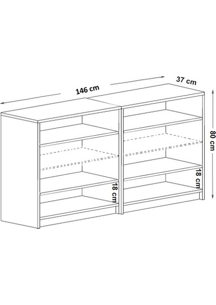 KNS-204-K-Beyaz Camlı 4 Kapaklı Konsol