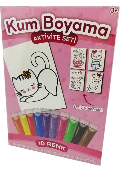 Çiçekli Kedi Kum Boyama Aktivite Seti