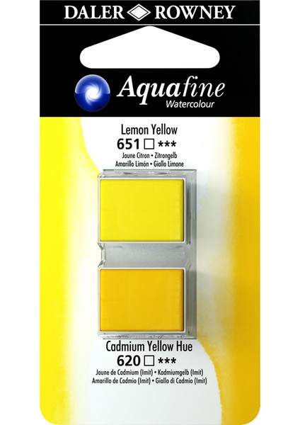 Aquafine 651-620 Taş Sulu Boya 2'li Lemon Yellow Cadmium Yellow Hue