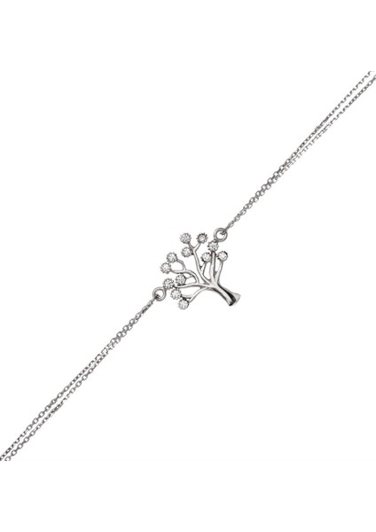 Hayat Ağacı Tasarım Kadın Gümüş Bileklik