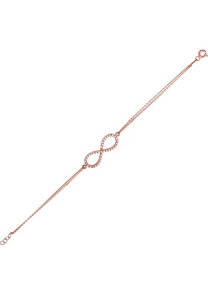 Roze Rengi Sonsuzluk Tasarım Gümüş Bileklik