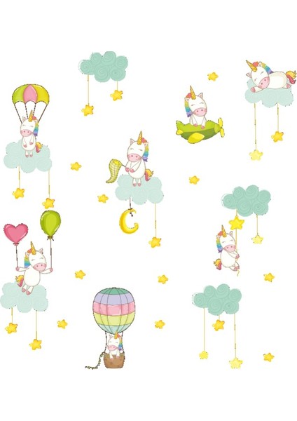 Sevimli Unicorn Midilliler Bebek Odası Dekoru Duvar Süsü