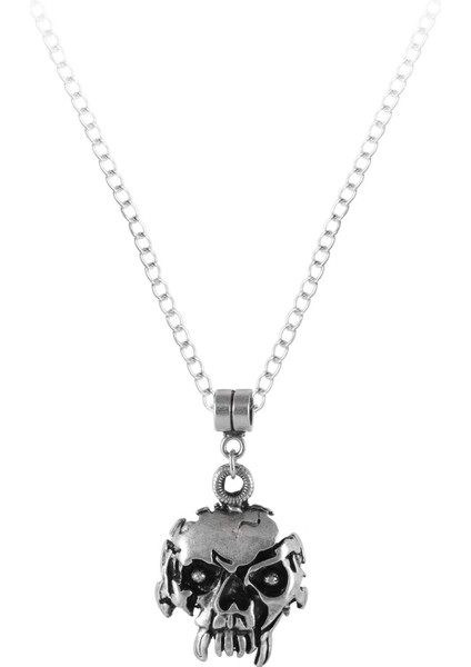 Erkek Antik Gümüş Kaplama Kurukafa Kolye modelleri