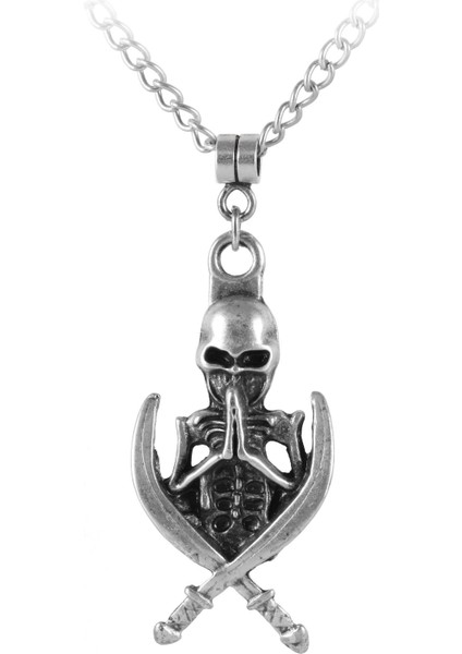 Erkek Antik Gümüş Kaplama Kurukafa&Kılıç Kolye fiyatları