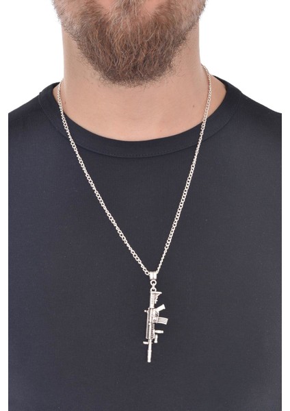Erkek Antik Gümüş Kaplama Crossfıre Barrett Rec7 Simge Uçlu Kolye