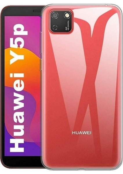 Huawei Y5P Kılıf Süper Silikon Arka Koruma + Nano Glass Şeffaf