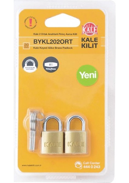 BYKL202ORT Asma Kilit ( 2 adet master sistem )