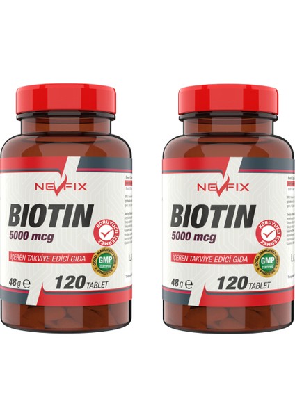 Biotin 5000 Mcg 120 Tablet x 2 Kutu 240 Tablet