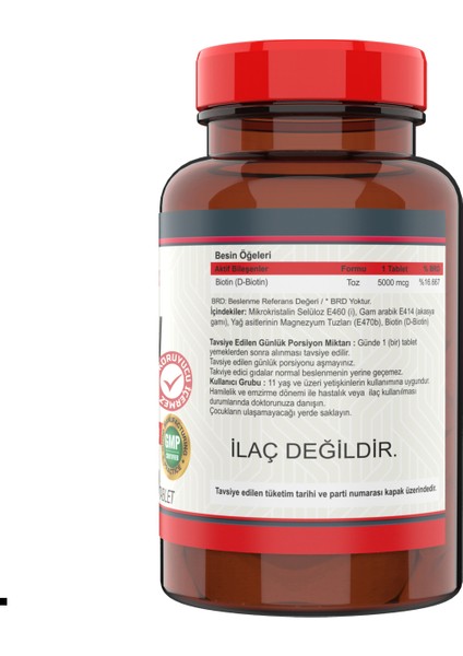 Biotin 5000 Mcg 120 Tablet x 2 Kutu 240 Tablet