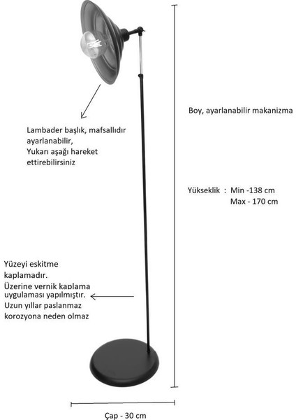 Umur Aydınlatma Dayton Eskitme Tel Detaylı Lambader