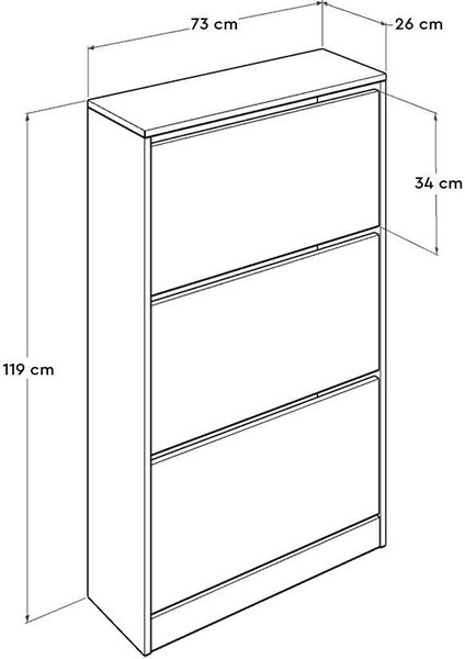 Flat Duo 3 Katlı Geniş Ayakkabılık Dolabı - Beyaz