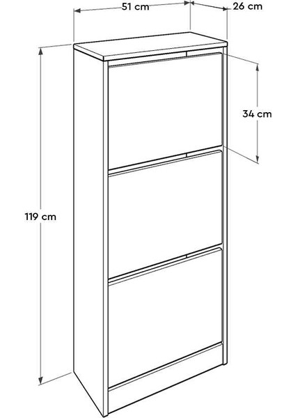 Flat Duo 3 Katlı Ayakkabılık Dolabı - Beyaz