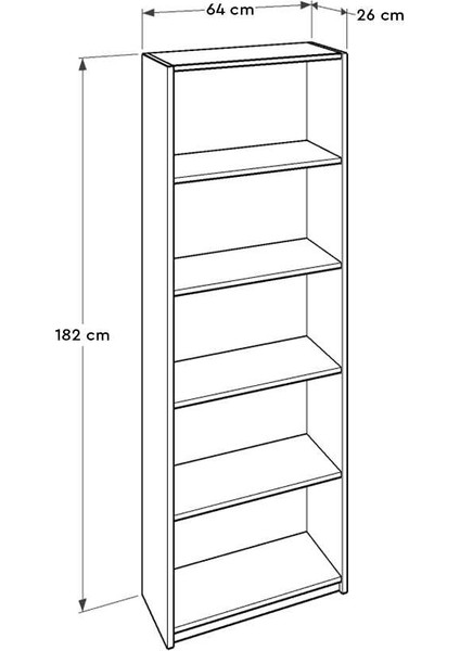 Modern 5 Raflı Kitaplık - Kırmızı