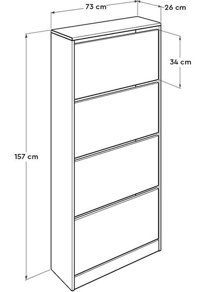 Flat Duo 4 Katlı Geniş Ayakkabılık Dolabı - Beyaz