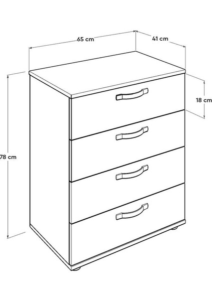 Dinamik Genç Odası Dört Çekmeceli Şifonyer