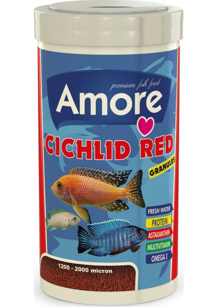Cichlid Red Granules 1000 ml Malawi Amerikan Tanganyika Ciklet Yüksek Protein Balık Yemi