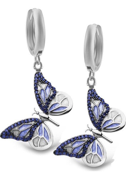 925 Ayar Gümüş Mineli Işçilikli Özgür Kelebek Küpe