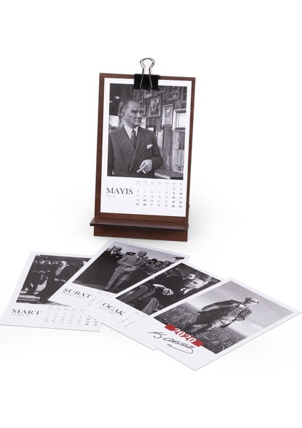 Ahşap Tabanlı Atatürk Masa Takvimi