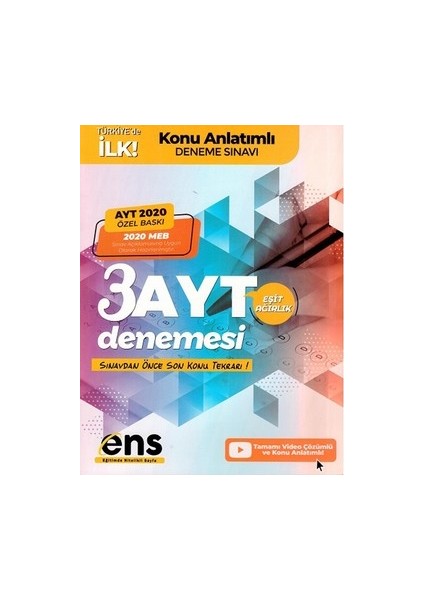 Ayt Eşit Ağırlık Destek 3 Lü Özel Konu Anlatımlı Deneme