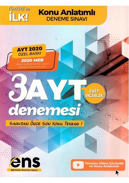 Ayt Eşit Ağırlık Destek 3 Lü Özel Konu Anlatımlı Deneme fiyatları