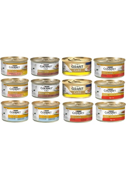 Proplan Gourmet Gold Karışık Kedi Konserve 12 Adet