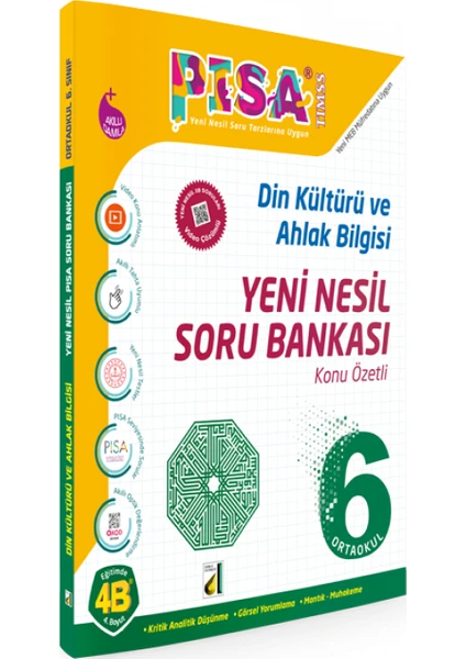 Damla Yayınevi Pisa Din Kültürü ve Ahlak Bilgisi Yeni Nesil Soru Bankası - 6. Sınıf