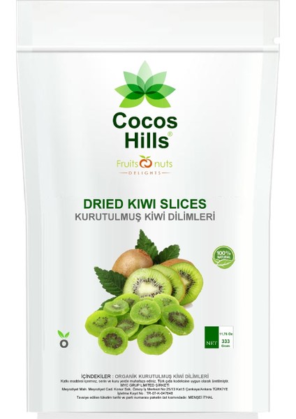 Cocos Hills Dried Kiwi Slices Kurutulmuş Kiwi Dilimleri 333 Gram