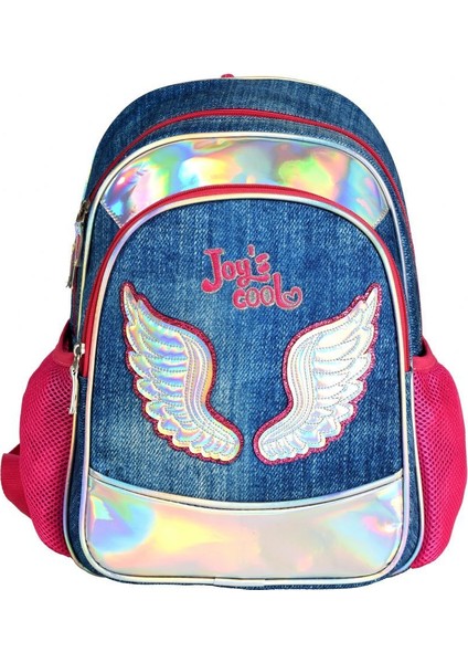 Joy's Cool Kız Çocuk Aynalı Denim İlkokul ve Günlük Sırt Çantası