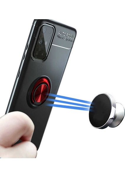 Oppo A92 Kılıf Yüzüklü Manyetik Ravel Silikon Siyah + Tam Kaplayan 5D Cam Ekran Koruyucu fırsatları