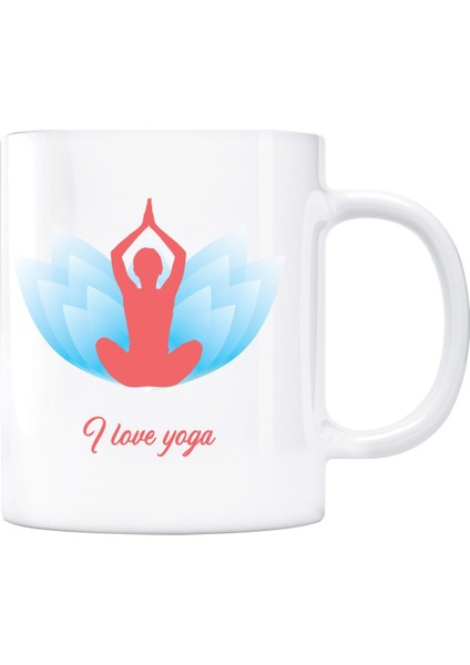 I Love Yoga Kupa Bardak - Lotus Çiçekli 2